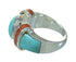 Southwest Sterling Silver Apple Coral And Turquoise Inlay Ring Size 5-1/4 AX82299